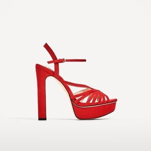 Zara Red Platform Sandals